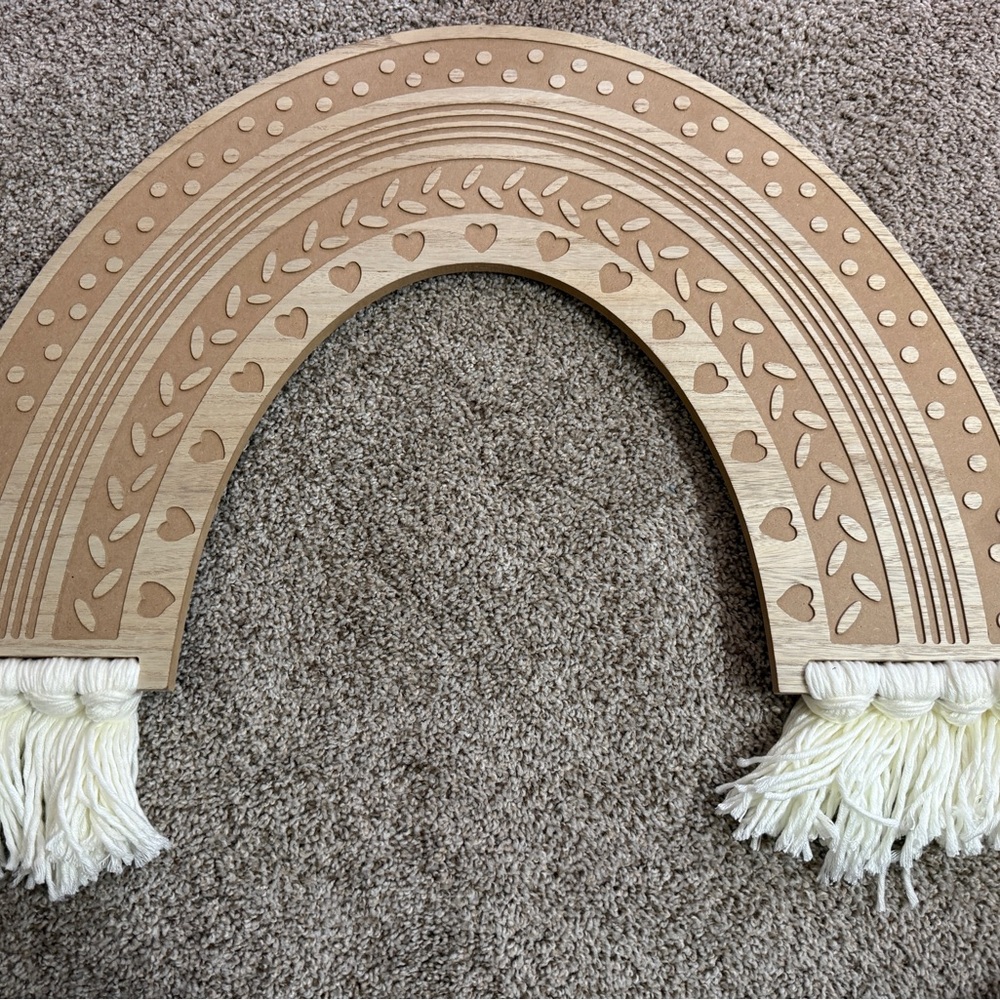 Wooden Rainbow Wall Decor with Tassels